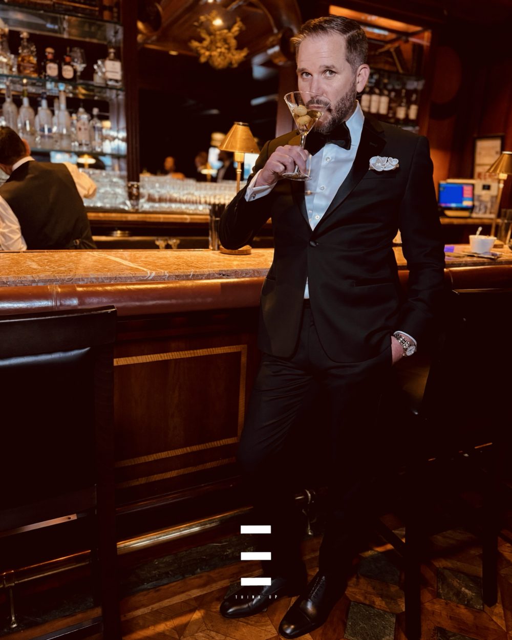 A Button Up team member at a black-tie dinner